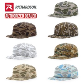 Richardson 256 Printed Umpqua Camo Flat Bill Hat - Saltwater Duck Camo/ Charcoal, OSFM