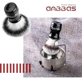 Anbbas Synthetic Badger Shaving Brush,3in1 Kit with Stainless Steel Shaving Stand and Bowl for Men Wet Close Shave