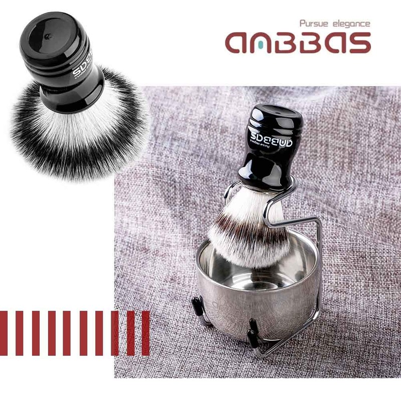 Anbbas Synthetic Badger Shaving Brush,3in1 Kit with Stainless Steel Shaving