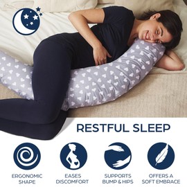 Niimo XXL Pregnancy Pillow & Baby Feeding Pillow - 2022 Double Platinum Winning Maternity Pillow, 100% Cotton Pregnancy Pillow Cover, Machine-Washable, Pregnancy Must Haves