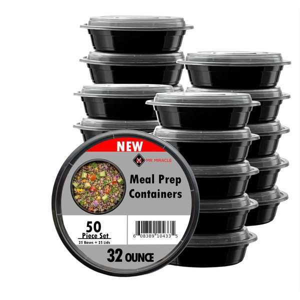 Round Meal Prep Containers With Lids - 32 OZ Reusable