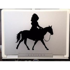 Unbranded Native American Indian & His Horse on car Truck SUV Laptop 6" Black