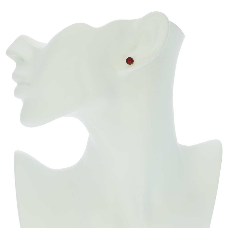 GlassOfVenice Murano Glass Tiny Stud Earrings - Ruby Red