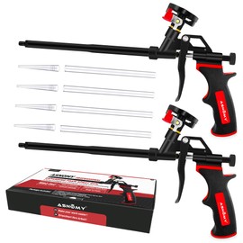 ASNOMY 2 Pack Professional Expanding Foam Spray Gun, (2 x Foam Gun / 8 Nozzle) PU Foam Gun Insulation, Foam Dispensing Gun, for Caulking, Insulating Foam Applicator