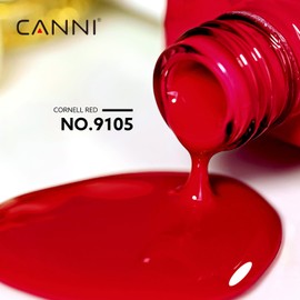 CANNI Red Gel Nail Polish, 1Pcs Red Gel Polish Bright Red Color Nail Polish Gel High Gloss Soak Off U V Gel Nail French Nail Manicure Salon DIY