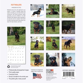 RED EMBER Rottweilers 2025 Wall Calendar 12 Month | 12" x 24" Open | Thick & Sturdy Paper | Giftable | Calendar 2025