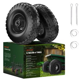 USCaster 4.10/3.50-4 Tire and Wheel Flat Free,10-Inch Solid Wheel Replacement with 5/8 Bearings,2.2" Offset Hub -Compatible with Hand Truck,Wheelbarrow,Dolly(Black)