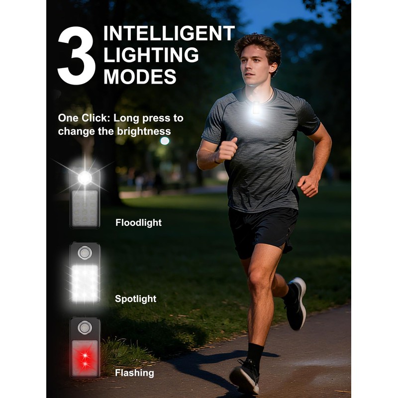 Ebukur Clip on Flashlight, Rechargeable Safety Running Light with 3