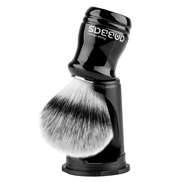 Anbbas Shaving Brush with Holder Pure Badger Hair Shaving Brush Wooden Handle Black Resin Razor Stand Assembled Design 2-in-1 Shaving Set for Men Resin