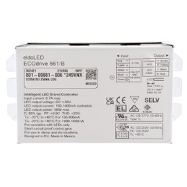 ECOdrive 561/B 1400MA LOG, EC0561B, 50W, 0-10V, 1 control channel, constant current, 1x 55V output, bottom feed, square metal/plastic,240J03