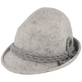 Breiter Original Men's Traditional Hat Felt Hat Hiking Hat Pointed Head 100% Wool Narrow Brim & Wool Cord Grey 57