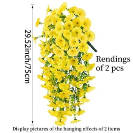 Artificial Morning Glory Vine, 2 Counts/set Fake Flower Vine, Decorative Flowers for Home Party Wedding Outdoor Yard Wall Hanging, Ornaments, Mother's Day Gifts:_Yellow_2 Counts/set