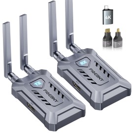 FIGEBNY Wireless HDMI Transmitter and Receiver Set, 120 m Wireless Transmission, 0.1 Second Low Latency, Mirroring Compatible, Camera/PC Video Audio Output, Monitor/TV Input, Japanese Technical