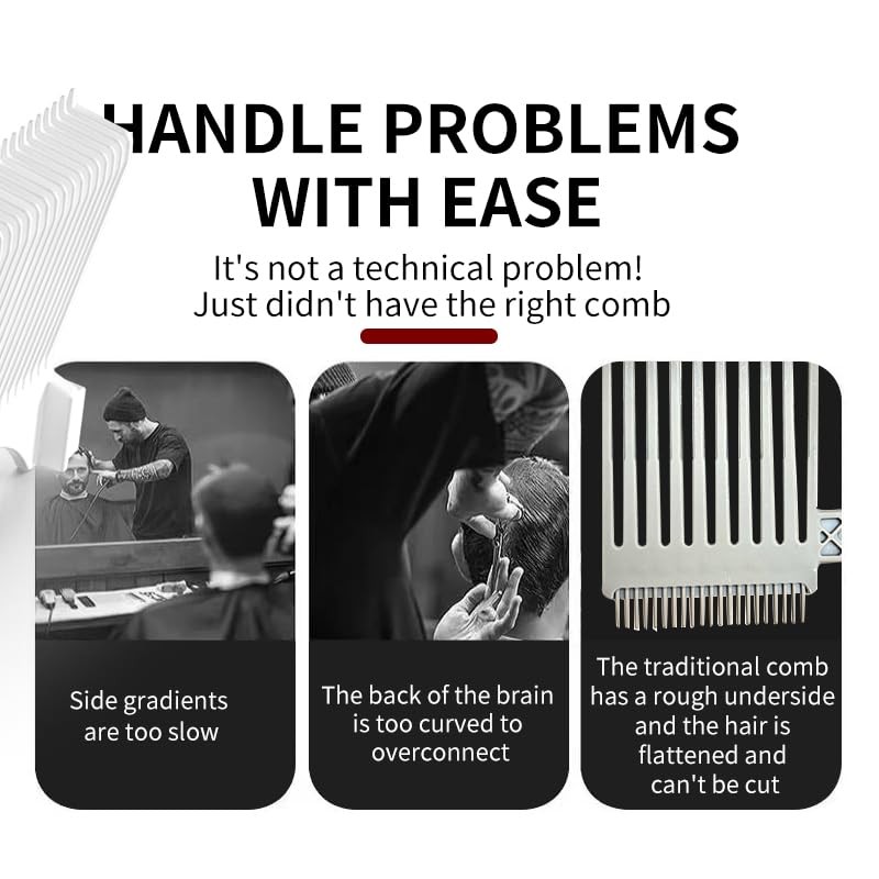 3-in-1 Hair Fade Comb, Left/Right Interchangeable Precision Thinning & Cutting
