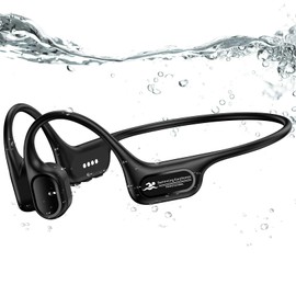 Swimming Headphones IP68 Waterproof, Open Ear Bone Conduction Headphones Bluetooth 5.4 with 32GB MP3 Player, Secure Comfort Underwater Swim Earbuds for Jogging Cycling Fitness-SurfAudio (Black)
