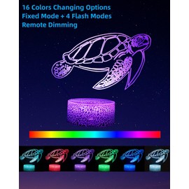 Kenmaca Ocean Sea Turtle Night Light for Boys Girls Bedroom, 3D Illusion Lamp 16 Colors Changing Dimmable Room Decor, Touch & Remote Control, Birthday Christmas Toy Gift Toddler Kid Teen