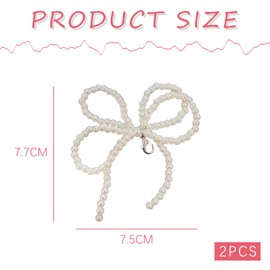 FloralGrace Pack of 2 Pearl Bow Shoe Jewellery Shoelaces Charms Shoe Pendant Chain Charms Accessories for Casual Shoes Sneakers for Teenagers Women Adults, Pearl