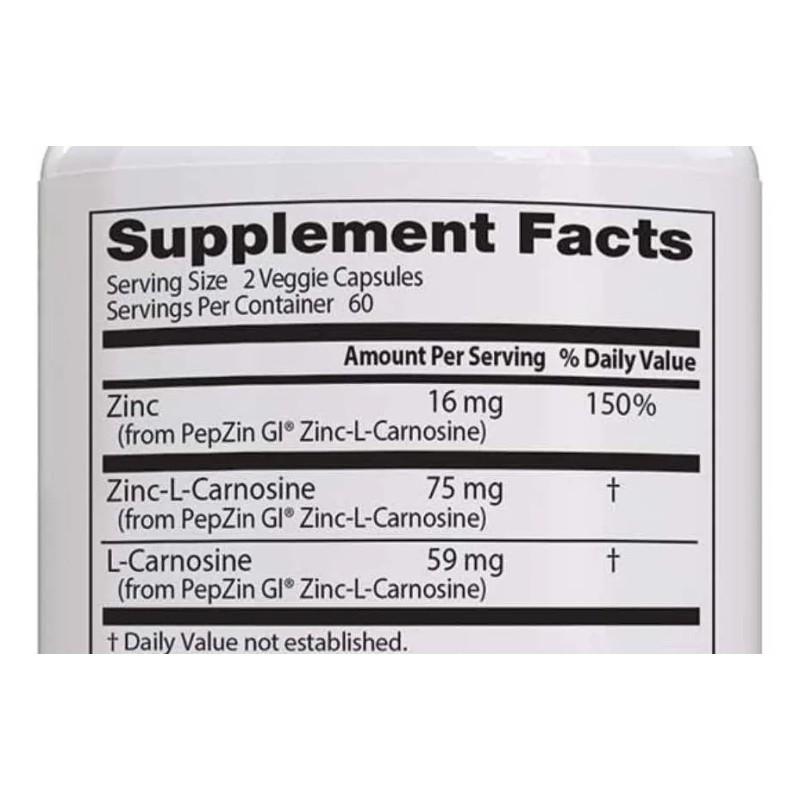 Zinc-l-carnosina 120 Caps Veg Frmula Con Pepzin Gi Sin Sabor