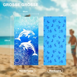 Winthome Beach Towel on Both Sides, Large Beach Towel, 180 x 90 cm, Microfibre XXL, Quick-Drying, Lightweight, Bath Towel, Beach Towel, Sand-Free, for Men and Women, Travel, Holiday, Swimming, Sauna