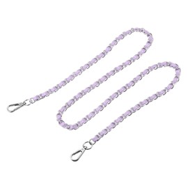 uxcell Purse Chain Strap, 47" Leather Iron Flat Chain Strap Handbag Chains, Purse Straps, Shoulder Bags, Replacement Strap(Purple + Silver)