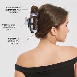 Qooocy Rectangle Hair Claw Clips Large 4 Inch Matte Clear No Slip Big Jaw Clip Multi-Colored for Thick Hair Women and Girls, 4 Pack, Pastel