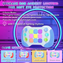 YouJabz Handheld Game Console, Quick Push Game Fidget Toys for Children Adults, Pop Game It Electronic Game Anti-Stress Toy Gifts for Kids (Blue)