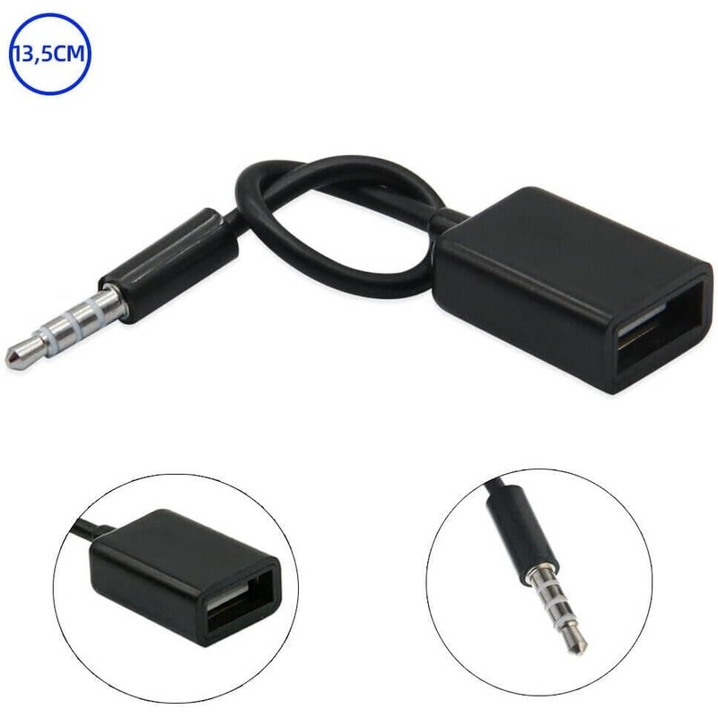 BUBUCAM 3.5mm Male AUX Audio Plug to USB Female Adapter