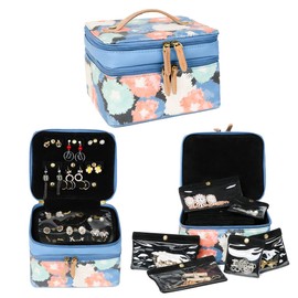 Angelina's Palace Jewelry Organizer Boxes for Women Girls,Eiger Medium Travel Jewelry Case Storage Bag with Detachable Necklace Earring Bracelet Ring Pouches（Bohemian Bliss）