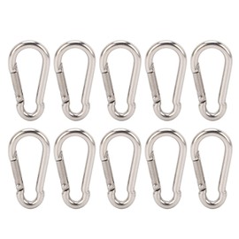 10Pcs Carabiner Clip Spring Snap Hook Heavy Duty Quick Link 304 Stainless Steel for Bird Feeders 8MM