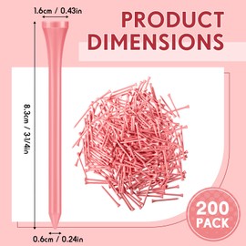 Jenaai 200 Pcs Golf Tees Bamboo Golf Tees Professional Golf Tees Bulk for Women Golf Club Accessories(3-1/4 Inch,Light Pink)
