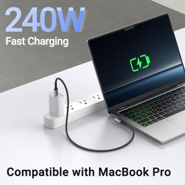 SUMPK Short USB 4 Cable Right Angle [1.5FT 2 Packs], 240W Fast Charging with High Speed 40Gbps Data Transfer and 8K Video Display Compatible with iPhone 16/16 Plus/16 Pro Max, MacBook, Galaxy S23