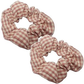Topkids Accessories 2pc Gingham Hair Scrunchies Gingham School Scrunchie Set School Hair Accessories Scrunchie For Girls, Women Girls Hair Bands School Uniform (Rose Pink)