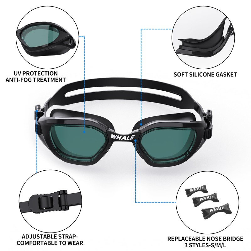 Whale shortsighted swimming goggles，OPT-48001-350