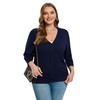 Cárdigan de manga 3/4 con botones para mujer, azul#, XL