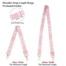 Long Keeper Wide Purse Strap - Adjustable Shoulder Strap Crossbody Handbag Replacement Bag Strap Guitar Straps (Style3-Pink)