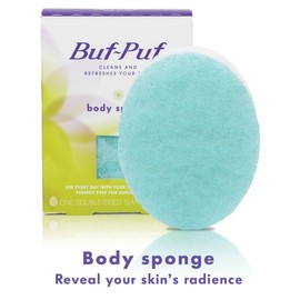 Buf-Puf Body Sponge, Bath Sponge, Dermatologist Developed, Cleanses Skin of Dirt, and Excess Oil, Reusable, Exfoliating, 4 Count