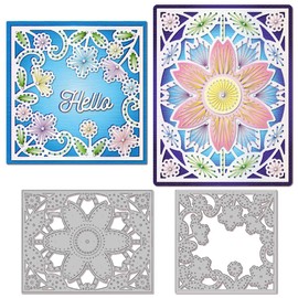 MAYJOYDIY Sewing Flower Frame Background Cut Dies Wildflowers Leaves Metal Cutting Dies Vintage Floral Vine Carbon Steel DIY Craft Embossing Template for Scrapbooking Paper Crafting Decor Photo Album