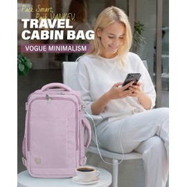 VANKEV Ryanair Cabin Bag 40x20x25 Underseat 20L Travel Bag Hand Luggage Backpack Carry-ons Cabin Size Suitcases for Airplanes Flight Travel Ruscksack Fit 14 Inch Laptop Light Purple