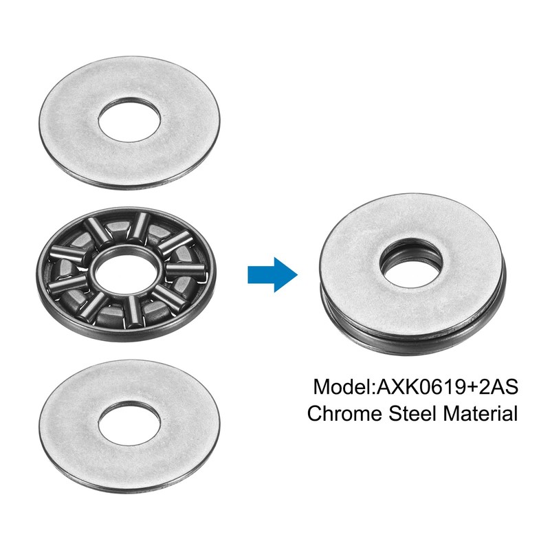 sourcing map 6 Sets AXK0619+2AS Thrust Needle Roller Bearings with