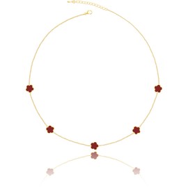 Qinpan 14K Gold Pendant Four Leaf Clover Necklace for Women Lucky Flower Jewelry, 10*10mm, Gold Plated, No Gemstone