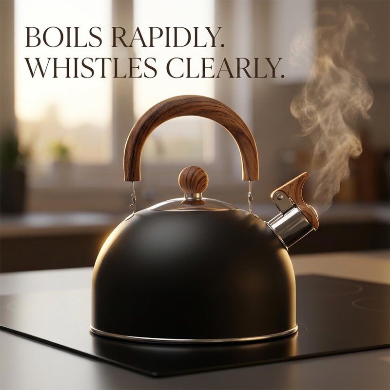 2.64 Quart Whistling Tea Kettle, Stove Top Stainless Steel Tea