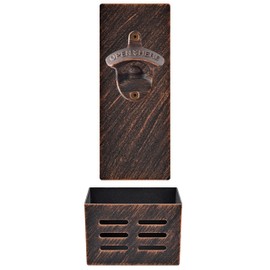 HAIICEN Vintage Beer Bottle Opener Wall Mount Bottle Cap Oepner and Magnetic Cap Catcher for Metal Magnetic