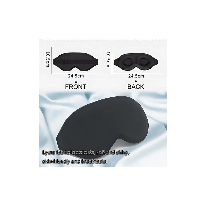 Antifaz para Dormir Ergonómico Negro Espuma Memoria Ajustable Bloquea Luz