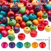 Pandahall 200 Pcs Mixed Lead Free Round Wood Beads, Dyed,