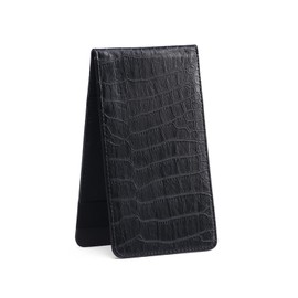 E.XINI Leather Golf Scorecard Holder - Yardage Book Cover Golf Stat Tracker Sheet - Premium Golf Leather Scorecard - Golf Score Book - Large Size 7.6x4.5IN Black