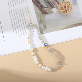 SKIRIFLA Evil Eye Phone Charm Strap, Evil Eye Phone Lanyard Crystal Strap, Cute Beaded Charm Aesthetic,Beaded Chain Preppy Charms Kawaii Keychain-14
