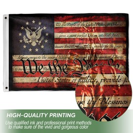 1776 We The People Flag, Vintage Betsy Ross Flag Distressed American History Independence Day Bald Eagle Flag, USA Constitution Flag, Patriotic Indoor Outdoor HomeDecor 2-Sided Flag 36" x 60" (3x5 ft)