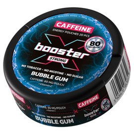 X-Booster Bubblegum 80MG Caffeine Energy Pouches | Zero Sugar, 20 Pouches Per Can | Ideal For Work, Sports or Travel