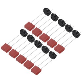 uxcell 10Set DIP Mounted Miniature Square Slow Blow Micro Fuse with Fuse Holder for Electronic Parts PCB LCD Repair, T-5A 5A 250V, Red