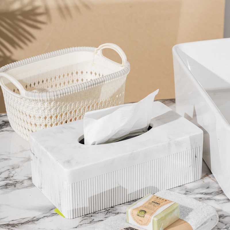 Marble Tissue Box Cover, Rectangular Napkin Facial Tissues Holder for